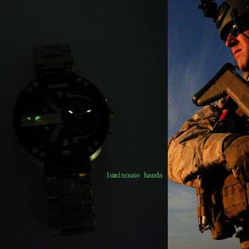 Hot De Moda Mens Ceasuri De Top De Brand De Lux Cagarny Dual Display Militare Relogio Masculino De Aur De Oțel Cuarț Bărbați Ceas