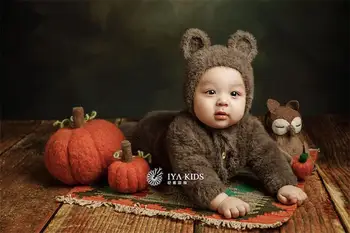 Nou-Născut Romper Baby Recuzită Fotografie Pălărie Pui De Urs Costume Costum Fotografie Elemente De Recuzită