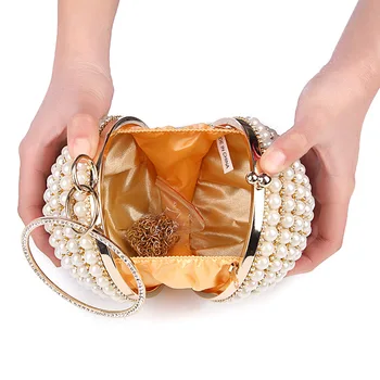 Perle saci de seara de designer formă rotundă plină rochie de petrecere pungă de aur negru cu margele zi ambreiaj geantă de mână de lanțuri geantă de umăr