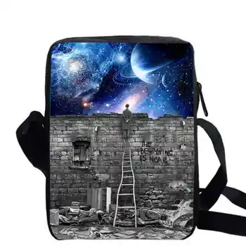 Inceputul Este Aproape saci de messenger femei bărbați Animal de Noapte Înstelat Solar Luna Galaxy Star Travel geantă de umăr Băieți Fete cadou bolsa