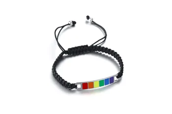 Curcubeu Lesbiene Bratari Hand-Made Împletite Reglabil Frânghie Brățară Mândria Gay Bijuterii Din Oțel Inoxidabil