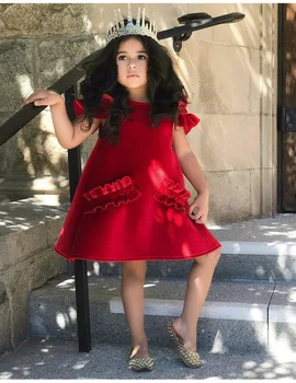 Ins fete Europa și Statele Unite ale americii vara modele de catifea rochii de moda pentru copii strapless mâneci rochie de printesa