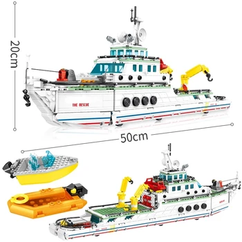 893PCS de Salvare de Urgență Figuri cu Barca de Asamblare Nava Construirea Modelului Orașul Militar Seria Ocean Explorer Cărămizi Jucarii pentru Copii