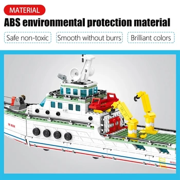 893PCS de Salvare de Urgență Figuri cu Barca de Asamblare Nava Construirea Modelului Orașul Militar Seria Ocean Explorer Cărămizi Jucarii pentru Copii
