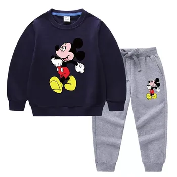 Nouă Băieți și Fete Haine Seturi de Bumbac Copii Sport Costum de Desene animate Mickey Mouse Hanorace Cu Pantaloni 2 buc Copil Haine Copii Haine
