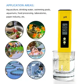 Yieryi LCD Digital pH-Metru 0.00~14.00 Mini-Apă de Calitate Tester pentru Acvariu Piscină cu Apă de Vin Urină 2~3 pachet praf de