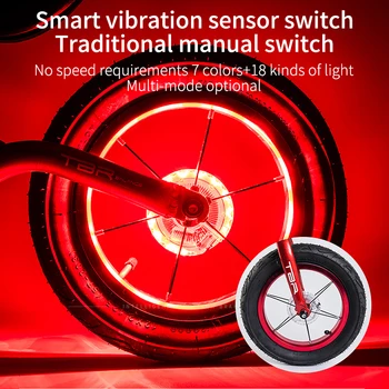 7 Culori 18 Moduri de Lumina de Roata de Bicicleta de Încărcare USB Smart LED Copii Paralel Bicicleta Fața Coada Hub Vorbit Lampa Accesorii pentru Biciclete