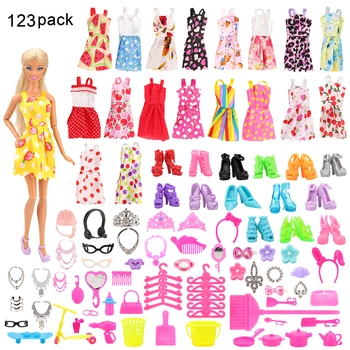 Moda fierbinte 123 Papusa Produse/Set Jucarii Copii =15 Papusa Rochie Aleatoare+108 Păpuși, Accesorii Pantofi, Umerase Pentru Joc Barbie DIY Cadou