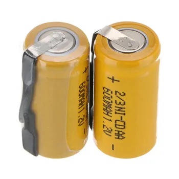 2 buc Anmas Putere 1.2 V 600mAh 2/3 AA Ni-CD Baterie Reîncărcabilă Culoare Galben ni-cd Baterii Reîncărcabile 28mm x 14mm