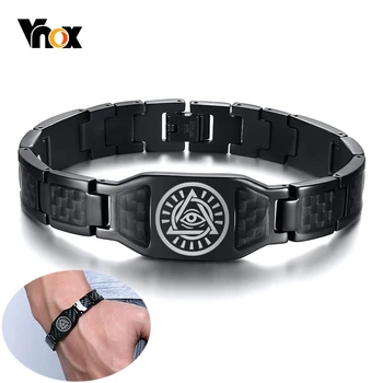 Vnox Negru Elegant pentru Bărbați Fibra de Carbon, din Oțel Inoxidabil, Bratari Personaliza cu Logo Imagini de Informatii Personalizate Cadouri Bijuterii