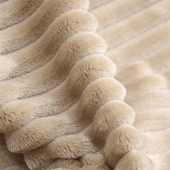 Solid Cu Dungi Arunca Pătură Flanel De Lână Moale Adult Capac Pat Cald Iarna Cusatura Pufos Lenjerie De Pat Cuvertura Pentru Canapea Dormitor