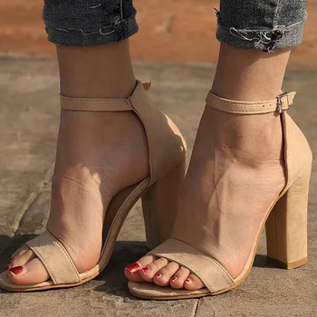 De Vară 2020 Femei Turma Pătrat Toc Sandale Cu Tocuri Inalte Catarama Curelei De Sex Feminin De Moda Rochie De Femeie Sandale Pantofi Pentru Fete Plus Dimensiune