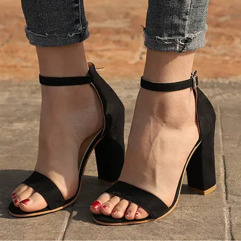 De Vară 2020 Femei Turma Pătrat Toc Sandale Cu Tocuri Inalte Catarama Curelei De Sex Feminin De Moda Rochie De Femeie Sandale Pantofi Pentru Fete Plus Dimensiune