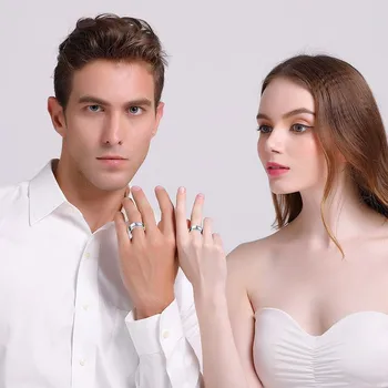 Modyle 2020 Inele de Nunta pentru Femei Barbati Anillos-Argintiu Culoare Zirconiu Cubi Promit Degetul Bijuterii