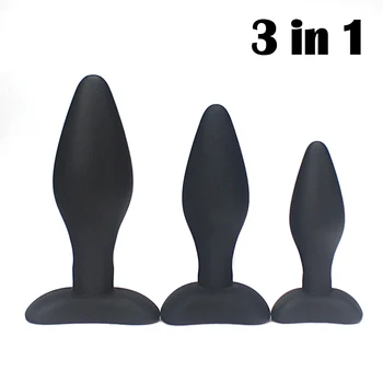 3 în 1 Dop de Fund Set Jucarii Sex Anal Negru Neted Silicon rezistent la apa Anal Plug Unisex Jucării Erotice pentru Adulti Sex Produsele Ieftine Fierbinte