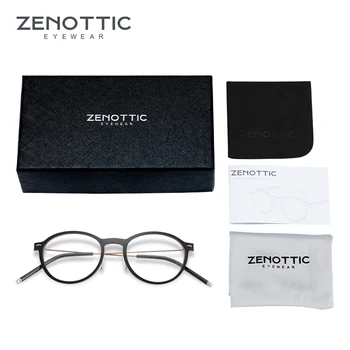 ZENOTTIC 2020 Rundă de Titan Rama de Ochelari pentru Barbati Brand Retro Optice, Ochelari de vedere Ochelari Cadru Fals Ochelari de Bărbați Accesorii
