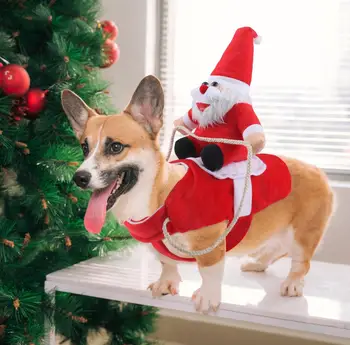 Crăciun Câine de Companie Haine de Moș Crăciun de Echitatie un cerb Costum de Companie Costum de Pisica pentru Mici Câini de talie Mare Tinuta Petrecere Cosplay Haine de Câine