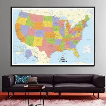 24x36 cm Fizice American Harta Națională Harta de Statele Unite ale americii Pentru Acasa, Camera de zi de Decorare Perete