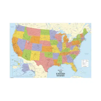24x36 cm Fizice American Harta Națională Harta de Statele Unite ale americii Pentru Acasa, Camera de zi de Decorare Perete