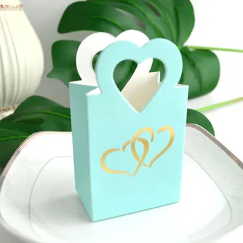 20buc Dublu Feliuta Inima geantă de Mână Mică Favoare Partid Cadou bijuterii DIY de aur Nou Mini-Inima de Nunta Decor drăguț Cutie Frumoasa