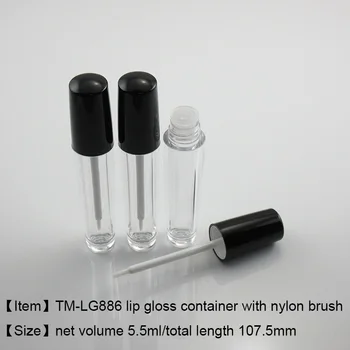 TM-LG886 stil clasic luciu de buze recipient cu nylon perie aplicator 5.5 ml gol luciu de buze sticla cu perie de păr 250pcs/lot