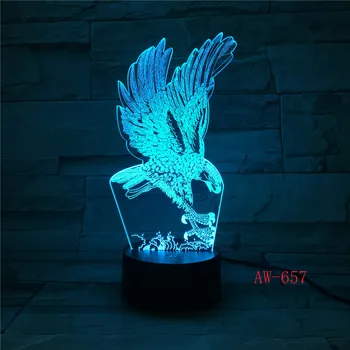 Eagle Lampe Iluzia 3D Veioza Colorate Hawk Atinge Birou de Lumină Lampă de Noptieră Acrilice de la Distanță Lumina pentru Dormitor Birou AW-657