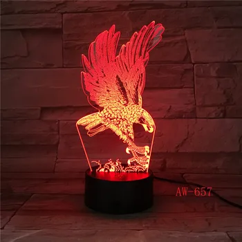 Eagle Lampe Iluzia 3D Veioza Colorate Hawk Atinge Birou de Lumină Lampă de Noptieră Acrilice de la Distanță Lumina pentru Dormitor Birou AW-657