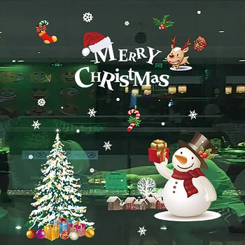 Moș Crăciun Fulg De Nea Fereastră Cameră Decor Vesel De Crăciun Autocolante De Perete De Crăciun Decor Acasă De Sticlă Detașabile Dress Up Bijuterii