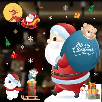 Moș Crăciun Fulg De Nea Fereastră Cameră Decor Vesel De Crăciun Autocolante De Perete De Crăciun Decor Acasă De Sticlă Detașabile Dress Up Bijuterii