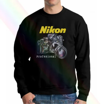 Noul Populare Profesionale Nikon Fotografie Mens Negru Echipajul Gât pentru Bărbați Hoodie