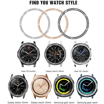 Bling Rama Pentru Samsung Galaxy Watch 46mm 42mm echipament s3 acopere Diamant Inel de Metal Adeziv de Acoperire Anti Accesorii ceas s 3 46 mm