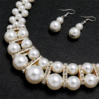 Noi Seturi De Bijuterii Perle Simplu Cercel Cravată Colier Set De Bijuterii Pentru Femei, Petrecere De Nunta, Cadou De Moda Mireasa Bijuterii Perla