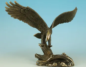 Frumos Din Asia Chinezesc Vechi De Bronz Sculptate Manual Vultur Colecta Statuie Figura Decor