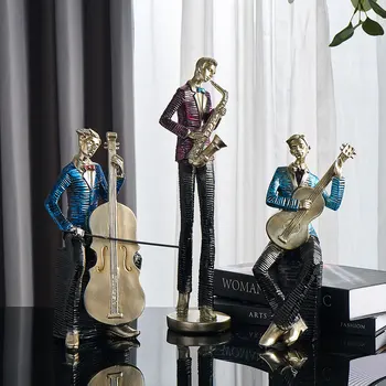 Creative Figura Arta Muzica Rock Band Rășină Statuie Decor Birou Retro Muzician Home Office Cameră Modernă Accesorii Decor