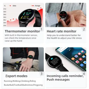 Ceas inteligent K21 Termometru rezistent la apa Tensiunii Arteriale Fitness Tracker Sport 8 Moduri de Femei Bratara Smartwatch Pentru Android IOS