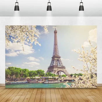 Laeacco Faimos Punct De Reper Turnul Eiffel Paris Flori Aniversare A Copilului Fotografie Fundaluri Fundaluri Foto Foto Foto Studio