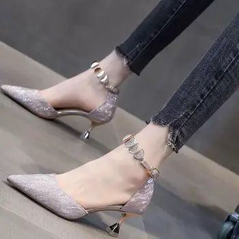 Femeie Pantofi Brand Clasic Femei Tocuri inalte Argint Moda Superficial de Înaltă Calitate Doamnelor Pantofi de Mari Dimensiuni 40 Pompe Zapatos mujer
