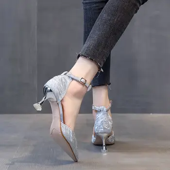 Femeie Pantofi Brand Clasic Femei Tocuri inalte Argint Moda Superficial de Înaltă Calitate Doamnelor Pantofi de Mari Dimensiuni 40 Pompe Zapatos mujer