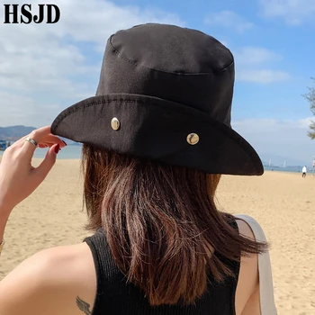 2020 Nou Culoare Solidă Pliabil Găleată Pălărie De Vară Pentru Femei Margine Largă Pălării De Soare Casual În Aer Liber, Plajă Nuanta De Sex Feminin De Simplu Pescar Capac