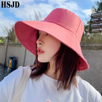 2020 Nou Culoare Solidă Pliabil Găleată Pălărie De Vară Pentru Femei Margine Largă Pălării De Soare Casual În Aer Liber, Plajă Nuanta De Sex Feminin De Simplu Pescar Capac