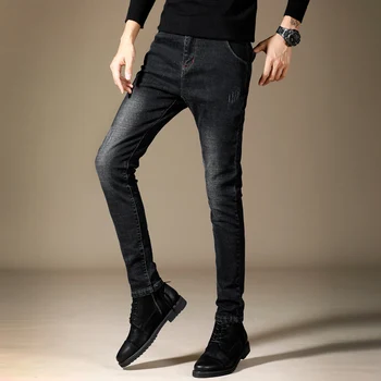 2020 Primăvară Nouă Bărbați Jeans Negru Clasic, Designer de Moda Denim Blugi Skinny Barbati Casual de Înaltă Calitate Stretch Slim Fit Pantaloni