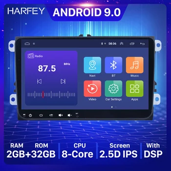 Harfey 9inch 2 Din Masina Android 9.0 radio GPS pentru VW Volkswagen Skoda Octavia golf 5 6 Passat/b7/b6/leon auto multimedia player