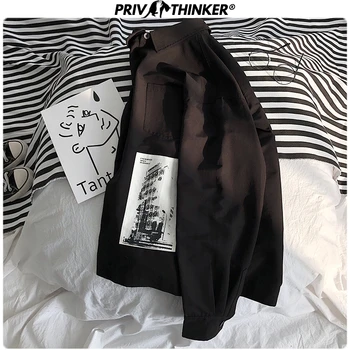 Privathinker Barbati Primavara Unisex Imprimare Tricouri 2020 Bărbați Moda Negru Bluza cu Maneci Lungi Streetwear Liber Masculin Tricouri Supradimensionate