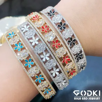 GODKI Coreea de Modă Brățară Inel Set de Bijuterii Pentru Femei Nuntă Cubic Zircon Cristal CZ aretes de mujer modernos 2020