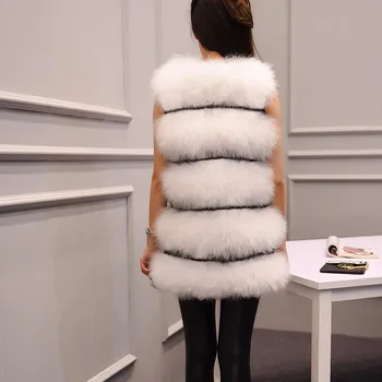 Noua Moda 2019 Femei de Iarnă criptare naturale, pene de strut, pene de curcan vesta de blana vesta de blană Haină de Blană de Vânzare Fierbinte