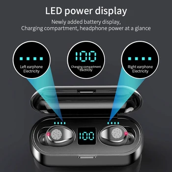 Bluetooth 5.0 Căști 9D Muzica Stereo Sport Căști fără Fir Cu Microfon Cască 2000 mAh Power Bank Pentru iPhone Samsung