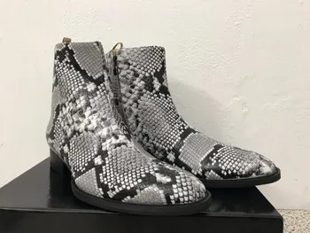 Stil NOU de calitate de Top de designer aur Șarpe piele barbati pantofi de brand de lux Chelsea mens vest motocicleta cizme pantofi