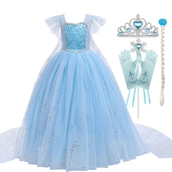 2020 Vara Noi Elsa Fete Rochie De Printesa Coroana Accesorii Fete Haine Copii Haine De Halloween, De Crăciun Rochie De Seara