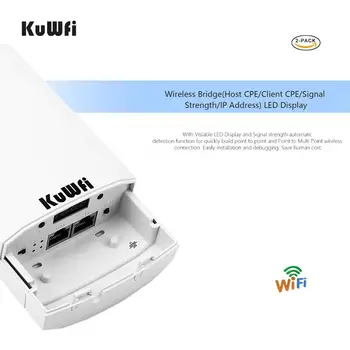 KuWFi în aer liber Router Wifi 300Mbps Wireless Repeater/Wifi Pod Lung Interval Unul de 2.4 Ghz 1KM în aer liber CPE AP Bridge POE 24V LAN si WAN