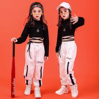 Copilul e Hip Hop Îmbrăcăminte Tricou Tricou Negru partea de Sus a Culturilor Pantaloni Casual pentru Fete de Jazz, Dans, Costume de Dans Haine Purta
